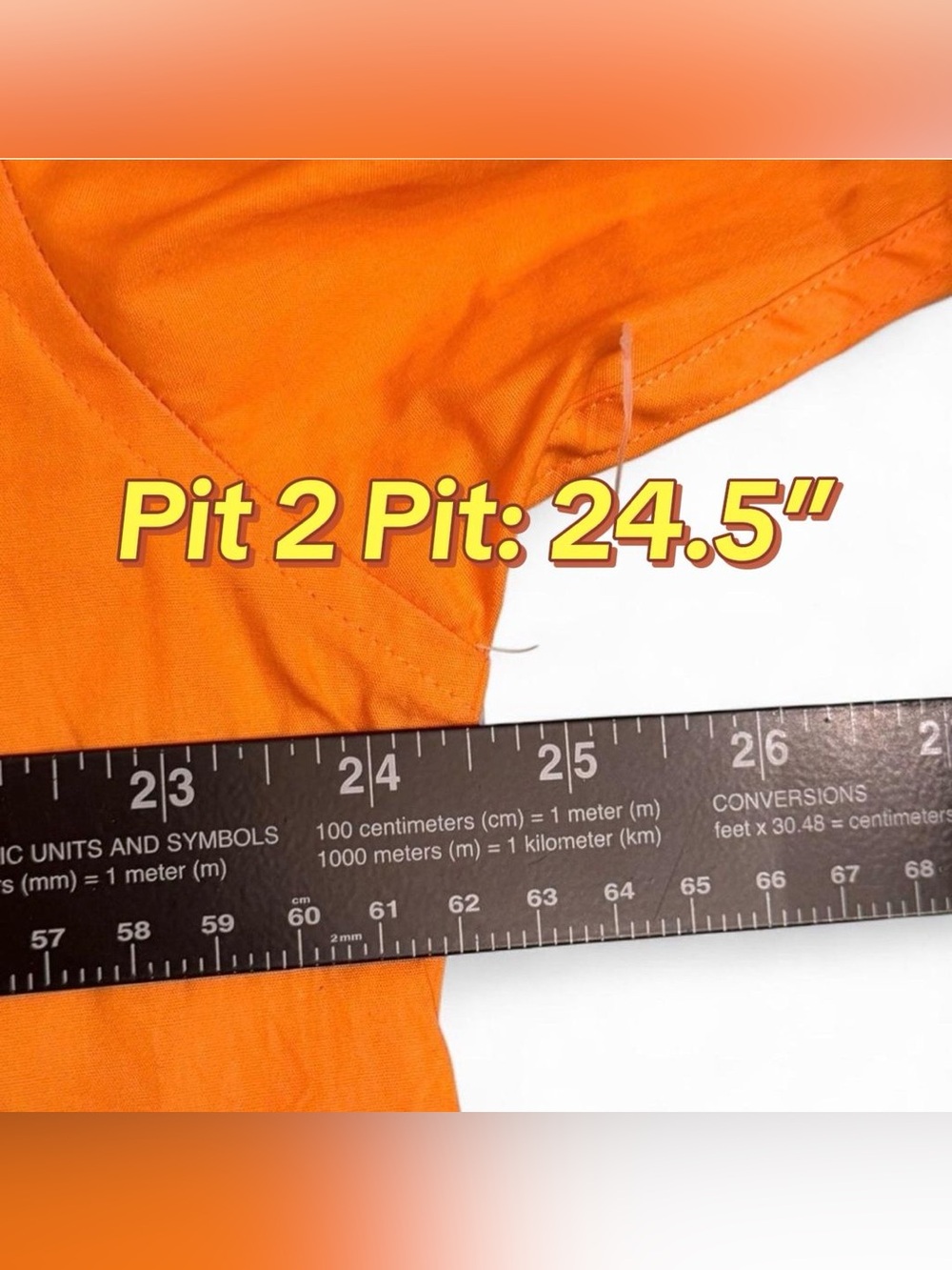 Basic Editions Mens L Large Shirt Orange Cotton Short Sleeve Button Down Pocket - Picture 7 of 8